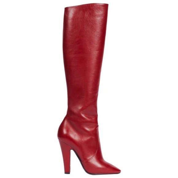 Saint Laurent Red 68 Knee-high Leather Boots - Picture 12 of 12